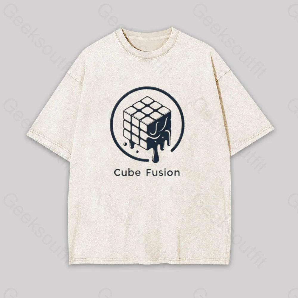 Striped Women T Shirt in a Classic PatternMelting Rubiks Cube Geek Washed T-shirt