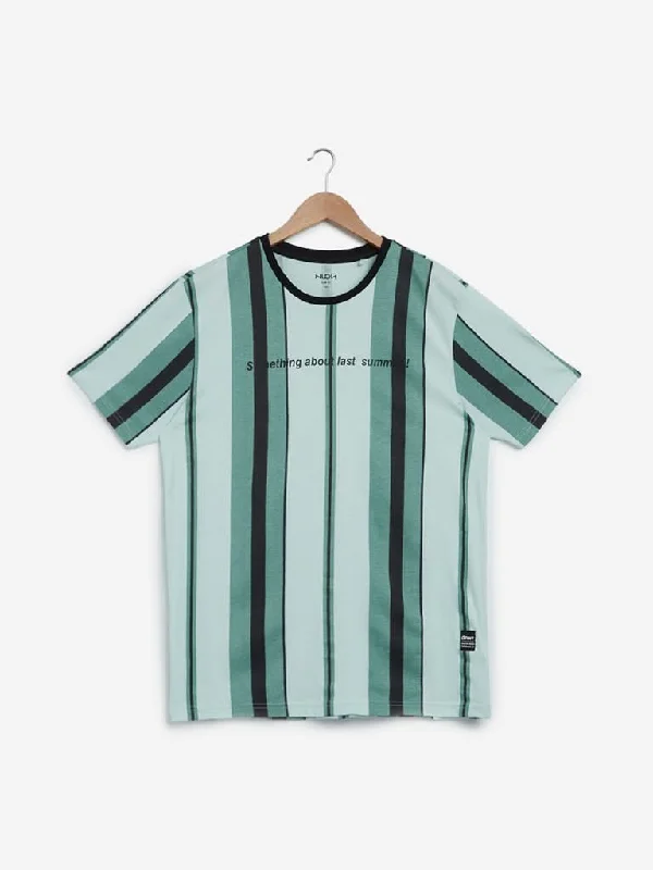 Nuon Green Striped Slim-Fit T-Shirt