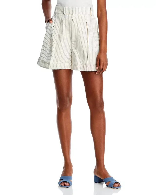 Pleated Wide Cuff Short In Cream