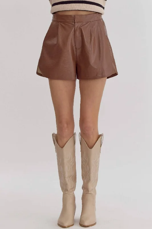 Pleather Short In Brown