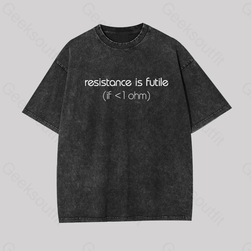 Sequined Women T Shirt for a Sparkly Night OutResistance is futile (if < 1 Ohm) Geek Washed T-shirt