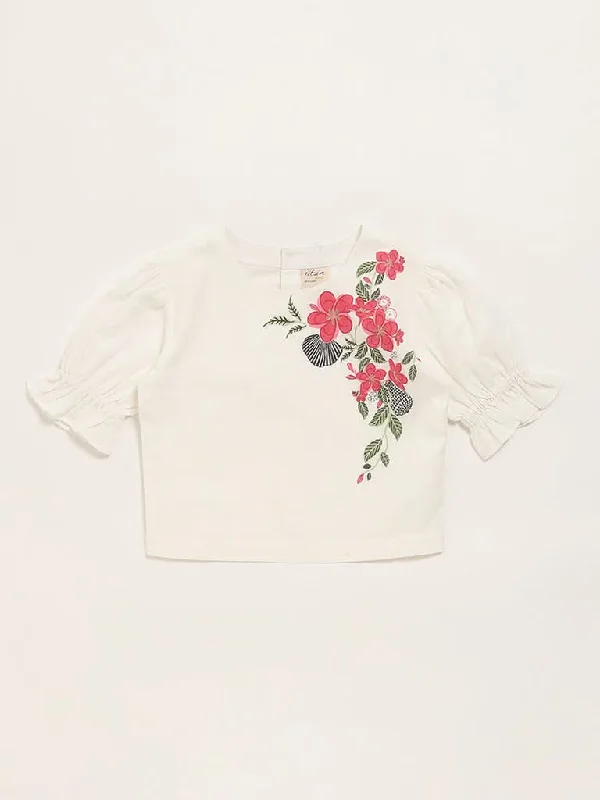 Utsa Kids White Floral Print Top (8 -14yrs)