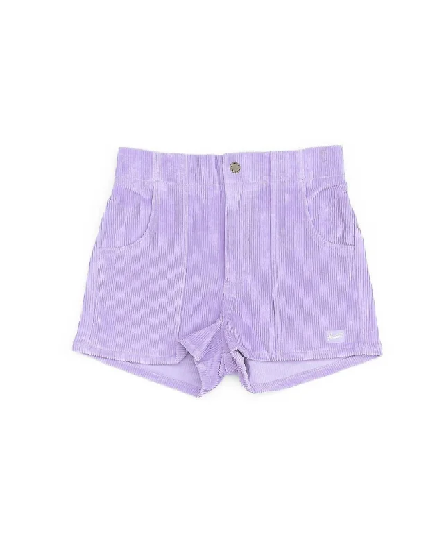 Women's Retro Corduroy Shorts In Powder Purple