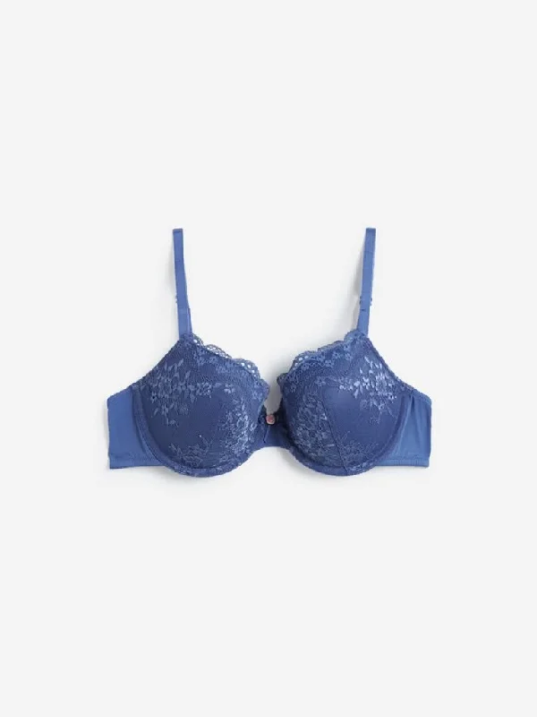 Wunderlove Blue Lace Padded Underwired Alexa Bra