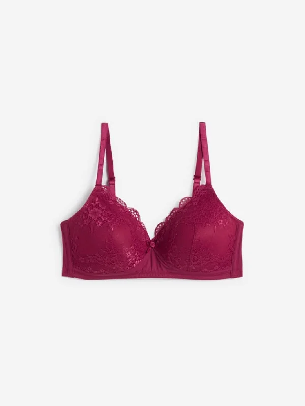 Wunderlove Wine Lace Padded Alexa Bra