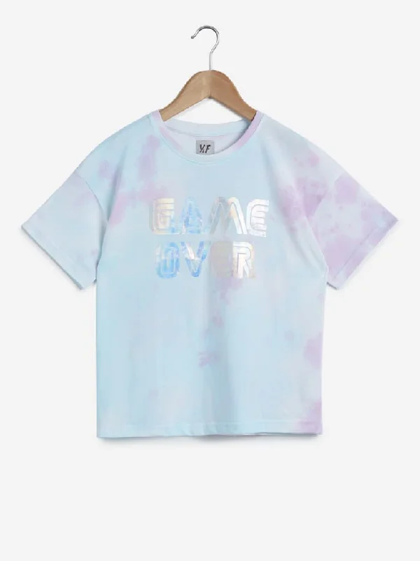 Y&F Kids Blue Text Designs T-Shirt