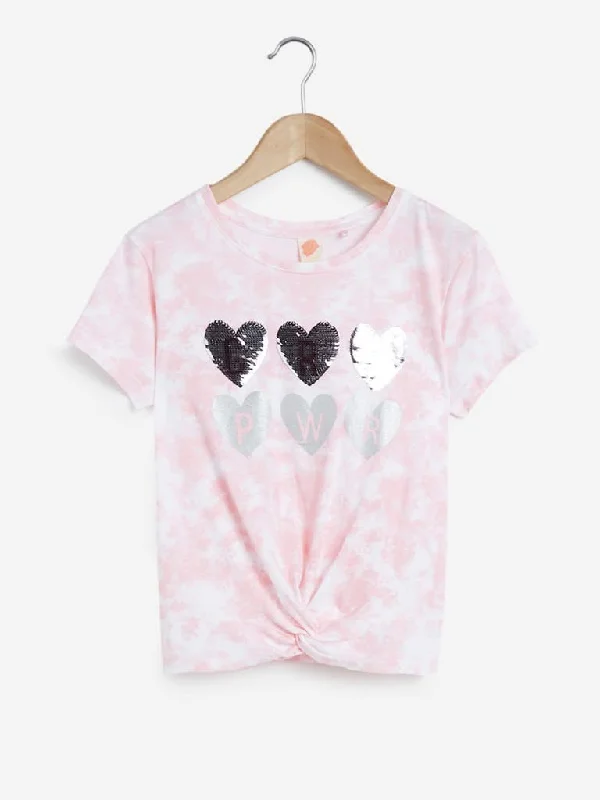 Y&F Kids Pink Abstract Print T-Shirt