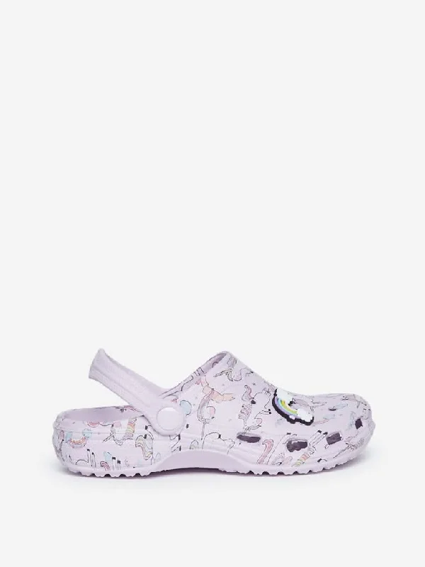 Yellow Kids Lilac Unicorn Design Clogs