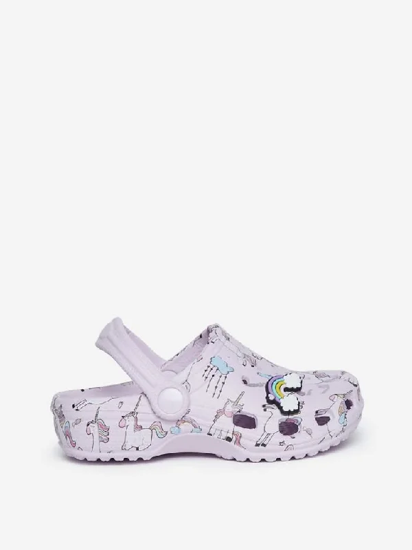 Yellow Kids Lilac Unicorn Design Clogs