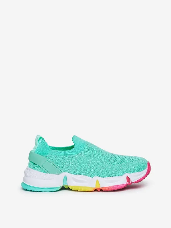 Yellow Kids Mint Knit Design Slip-On Sneakers