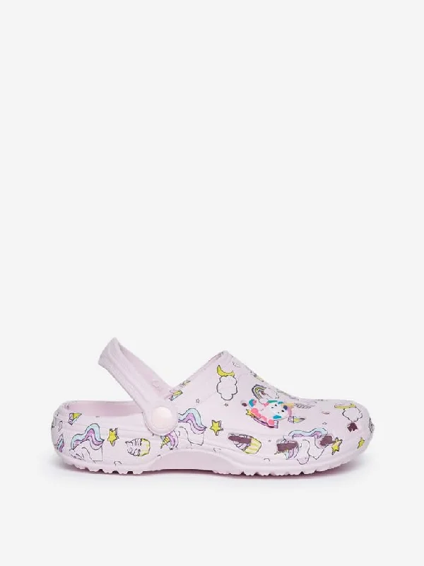 Yellow Kids Pink Unicorn Pattern Clogs