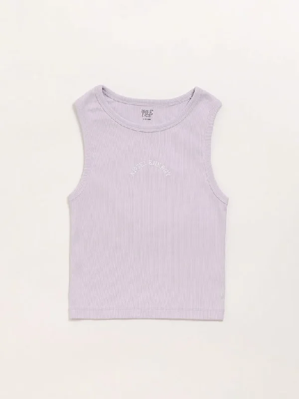 Y&F Kids Lilac Self-Striped Tank Top